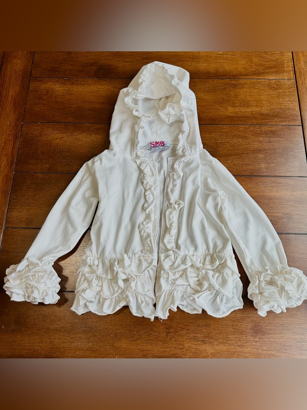 White / Whiteish Ruffle Sweater with Hood | Size 3T